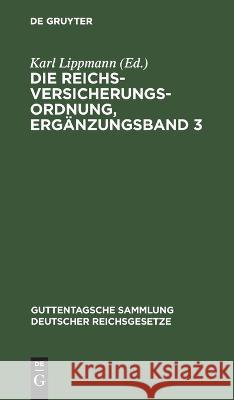 Die Reichsversicherungsordnung, Ergänzungsband 3: Stand Vom 17. Juli 1929. Karl Lippmann, No Contributor 9783112636817 De Gruyter - książka