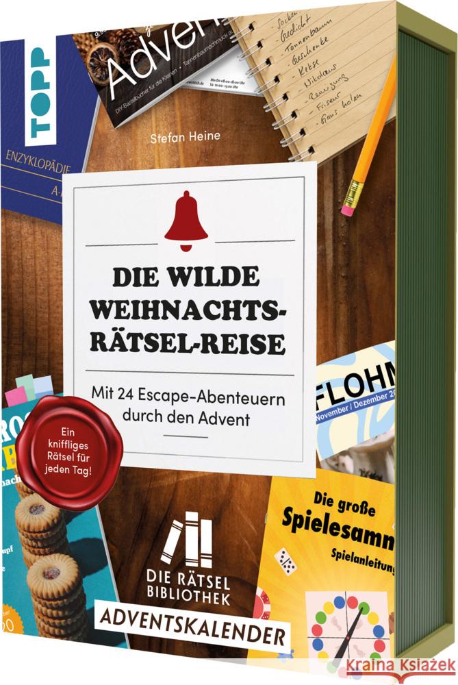 Die Rätselbibliothek. Adventskalender - Die wilde Weihnachts-Rätsel-Reise. Mit 24 Escape-Abenteuern durch den Advent Heine, Stefan 9783735851963 Frech - książka