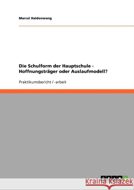 Die Schulform der Hauptschule - Hoffnungsträger oder Auslaufmodell? Haldenwang, Marcel 9783638649452 Grin Verlag - książka