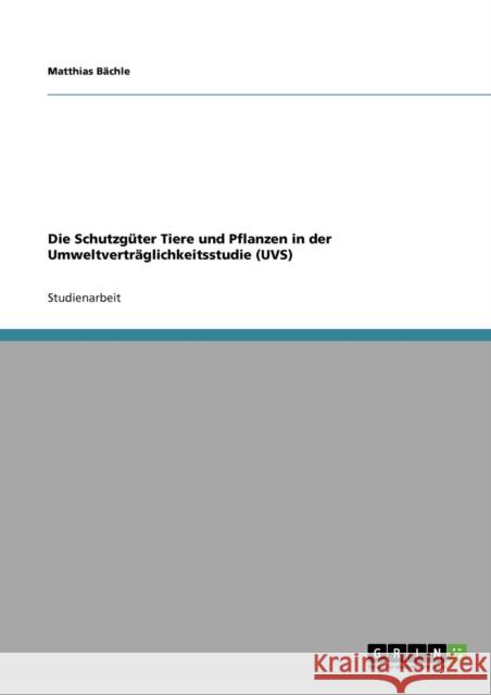 Die Schutzgüter Tiere und Pflanzen in der Umweltverträglichkeitsstudie (UVS) Bächle, Matthias 9783640798360 Grin Verlag - książka