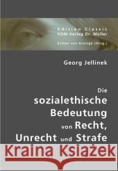 Die sozialethische Bedeutung von Recht, Unrecht und Strafe Jellinek, Georg 9783836419604 VDM Verlag Dr. Müller - książka