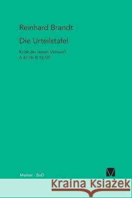 Die Urteilstafel Reinhard Brandt   9783787310159 Felix Meiner - książka