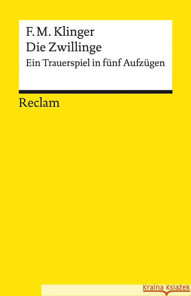 Die Zwillinge Klinger, Friedrich Maximilian 9783150140512 Reclam, Ditzingen - książka