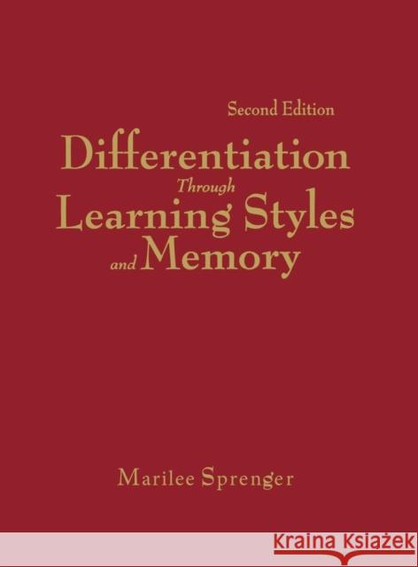 Differentiation Through Learning Styles and Memory Marilee Sprenger 9781412955447 Corwin Press - książka