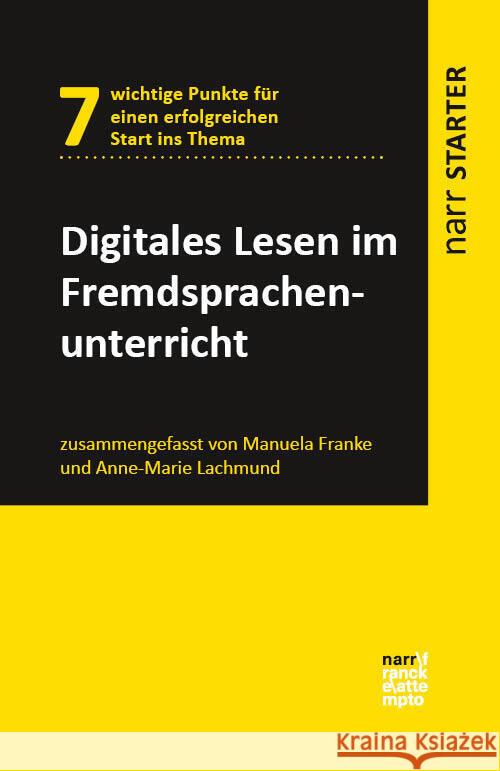 Digitales Lesen im Fremdsprachenunterricht Franke, Manuela, Lachmund, Anne-Marie 9783381101016 Narr - książka