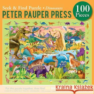 Dinosaurs Seek & Find 100-Piece Jigsaw Puzzle Mikki Butterly 9781441341389 Peter Pauper Press - książka