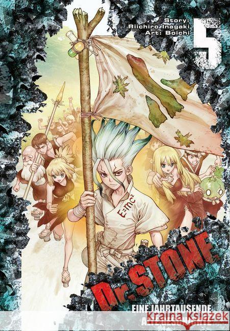 Dr. Stone. Bd.5 : Verrückte Abenteuer, Action und Wissenschaft! Boichi; Inagaki, Riichiro 9783551732507 Carlsen - książka