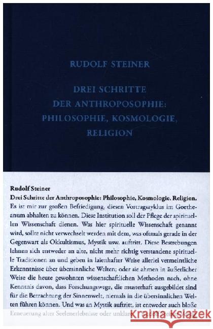 Drei Schritte der Anthroposophie Steiner, Rudolf 9783727402531 Rudolf Steiner Verlag - książka