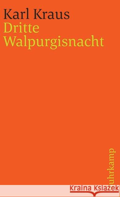 Dritte Walpurgisnacht Kraus, Karl   9783518378229 Suhrkamp - książka