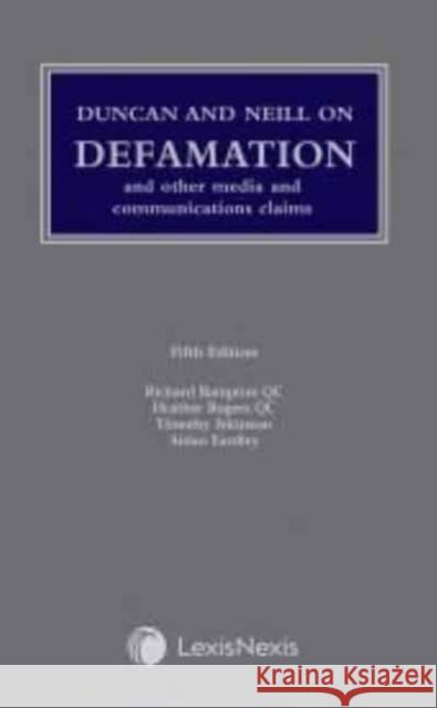 Duncan and Neill on Defamation Aidan Eardley 9781474317221 LexisNexis UK - książka