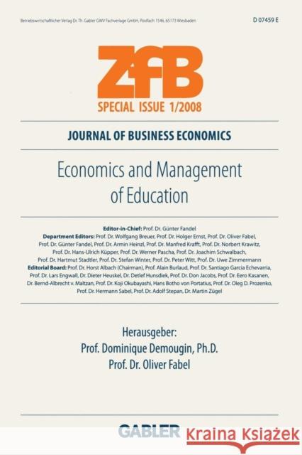 Economics and Management of Education  9783834909046 VS Verlag fur Sozialwissenschaften - książka