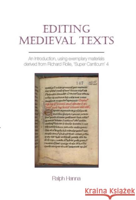 Editing Medieval Texts Ralph Hanna 9781789620733 Liverpool University Press - książka