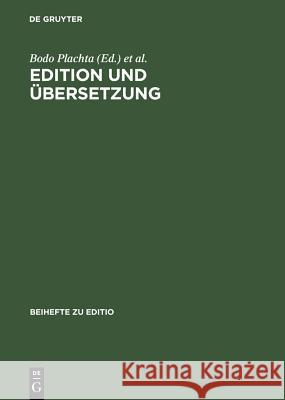 Edition und Übersetzung Plachta, Bodo 9783484295186 X_Max Niemeyer Verlag - książka