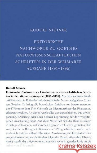 Editorische Nachworte zu Goethes Naturwissenschaftlichen Schriften in der Weimarer Ausgabe (1891-1896) : Zu 