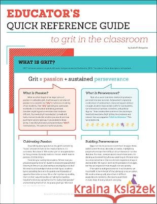 Educator's Quick Reference Guide to Grit in the Classroom Laila Sanguras 9781618217905 Prufrock Press - książka