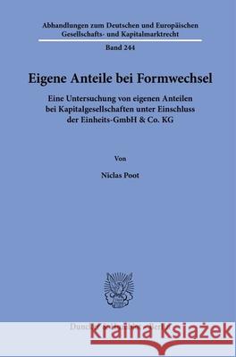 Eigene Anteile bei Formwechsel Poot, Niclas 9783428193172 Duncker & Humblot - książka