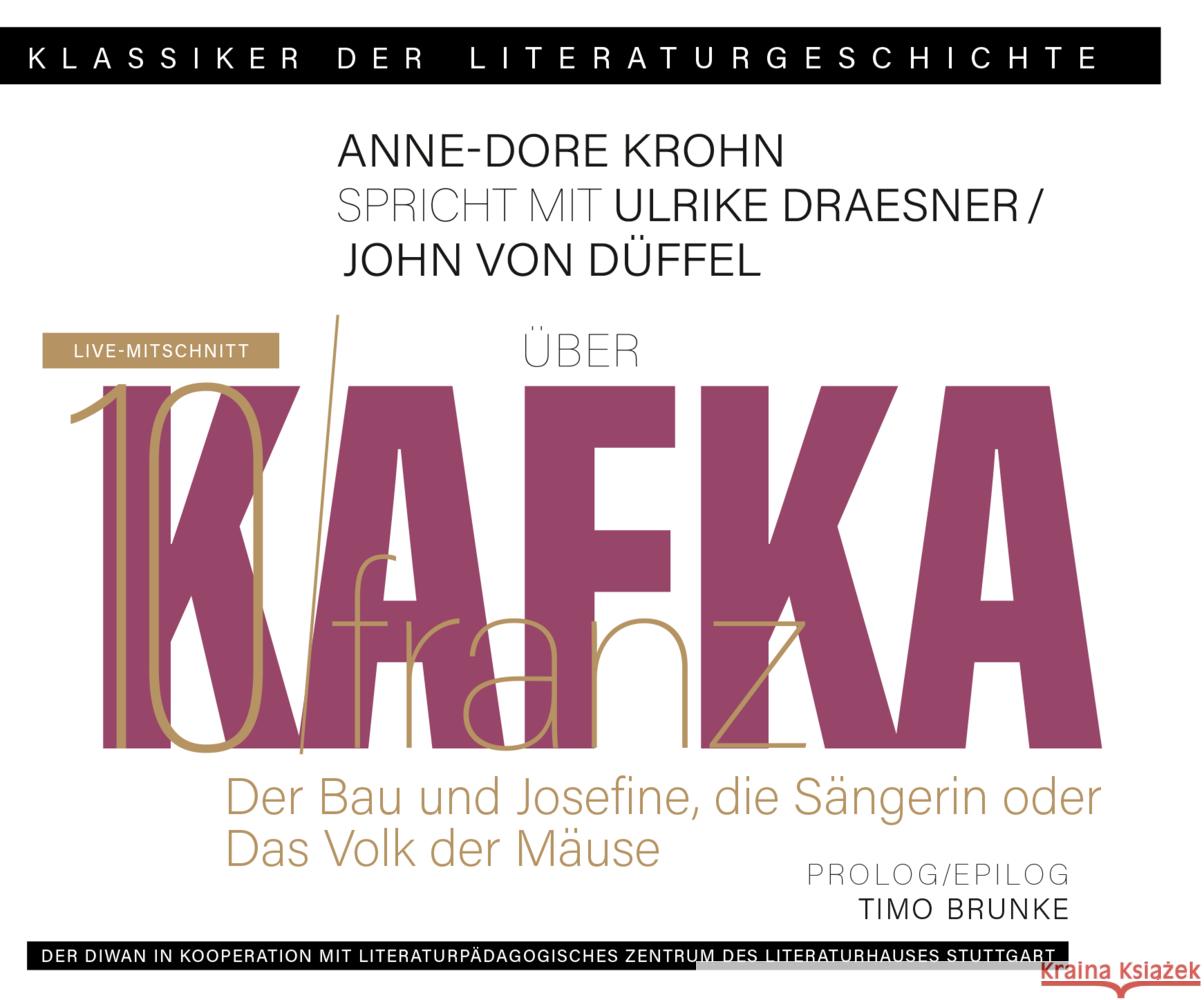 Ein Gespräch über Franz Kafka - Der Bau + Josefine, die Sängerin oder Das Volk der Mäuse, 1 Audio-CD Kafka, Franz 9783949840319 der Diwan Hörbuchverlag - książka