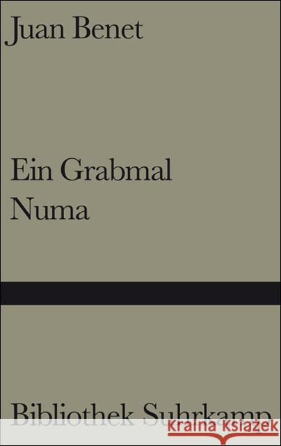 Ein Grabmal; Numa (Eine Sage) : Zwei Erzählungen Benet, Juan   9783518220269 Suhrkamp - książka