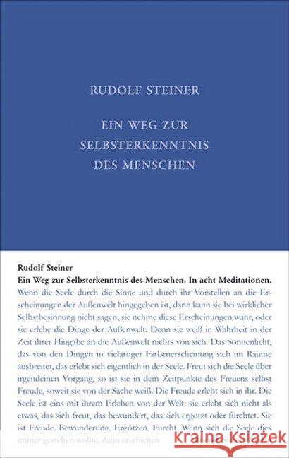 Ein Weg zur Selbsterkenntnis : In acht Meditationen Rudolf, Steiner 9783727401626 Rudolf Steiner Verlag - książka