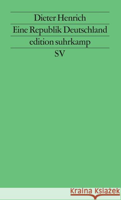 Eine Republik Deutschland Henrich, Dieter 9783518116586 Suhrkamp - książka