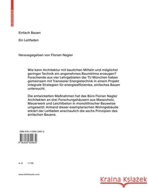 Einfach Bauen: Ein Leitfaden Florian Nagler 9783035624632 Birkhauser - książka