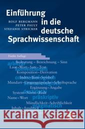 Einführung in die deutsche Sprachwissenschaft Bergmann, Rolf Pauly, Peter Stricker, Stefanie 9783825357979 UNIVERSITATSVERLAG WINTER - książka