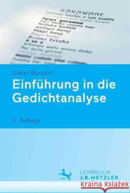 Einführung in die Gedichtanalyse Dieter Burdorf 9783476022271 Springer-Verlag Berlin and Heidelberg GmbH &  - książka