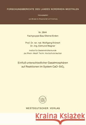 Einfluß Unterschiedlicher Gasatmosphären Auf Reaktionen Im System Cao-Sio2 Krönert, Wolfgang 9783531028446 Vs Verlag Fur Sozialwissenschaften - książka