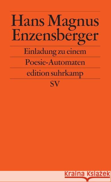 Einladung zu einem Poesie-Automaten Enzensberger, Hans Magnus 9783518121566 Suhrkamp - książka