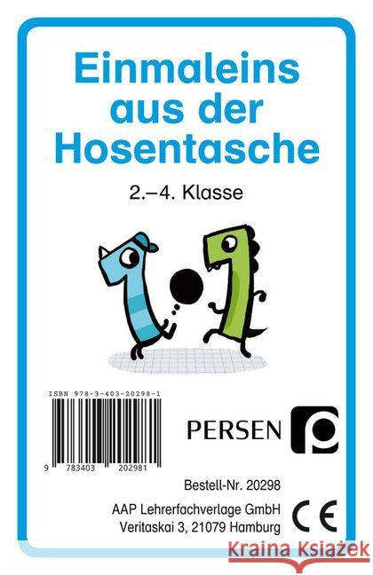 Einmaleins aus der Hosentasche, Kartenspiel : 2. bis 4. Klasse Hartmann, Christian 9783403202981 Persen Verlag in der AAP Lehrerfachverlage Gm - książka