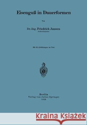 Eisenguß in Dauerformen Janssen, Friedrich 9783642898983 Springer - książka