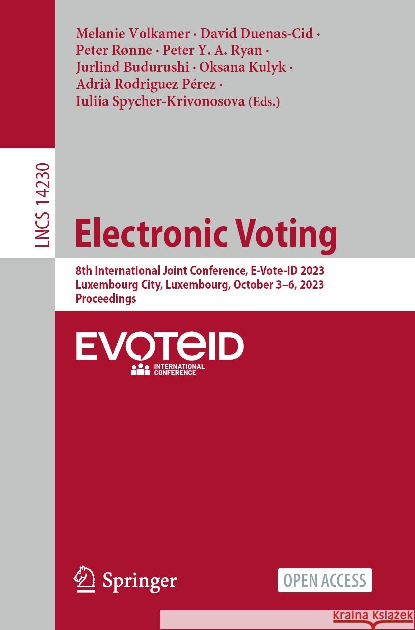 Electronic Voting  9783031437557 Springer Nature Switzerland - książka