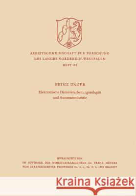 Elektronische Datenverarbeitungsanlagen Und Automatentheorie Heinz Unger 9783322979506 Vs Verlag Fur Sozialwissenschaften - książka