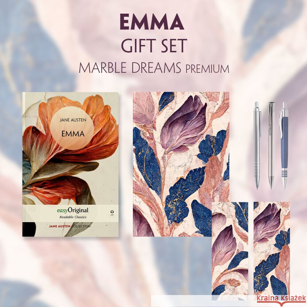 Emma (with audio-online) Readable Classics Geschenkset + Marmorträume Schreibset Premium, m. 1 Beilage, m. 1 Buch Austen, Jane 9783991680833 EasyOriginal - książka