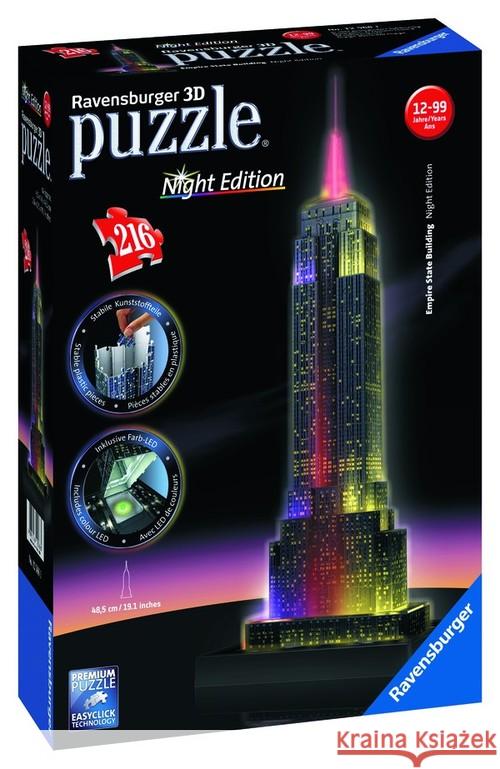 Empire State Building, Night Edition 3D (Puzzle)  4005556125661 Ravensburger - książka