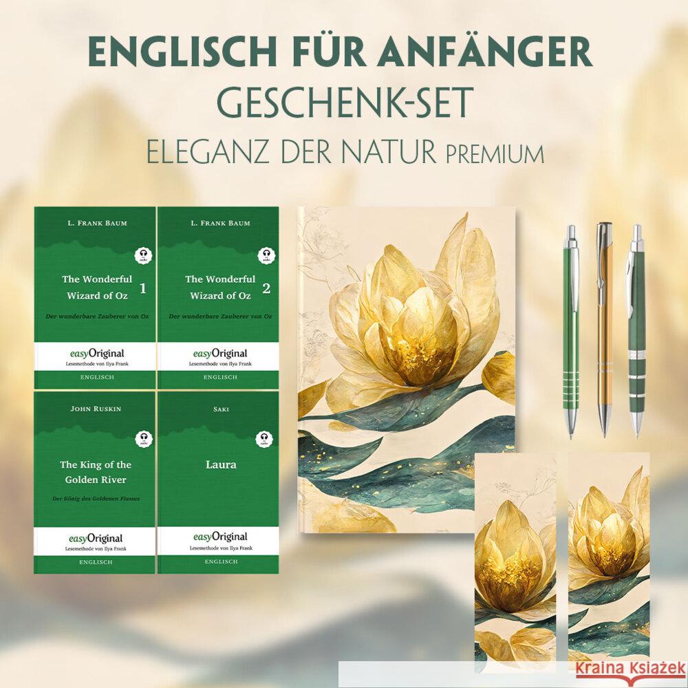 Englisch für Anfänger Geschenkset - 4 Bücher (mit Audio-Online) + Eleganz der Natur Schreibset Premium, m. 4 Beilage, m. 4 Buch Baum, L. Frank, Ruskin, John, Munro (Saki), Hector Hugh 9783991128892 EasyOriginal - książka