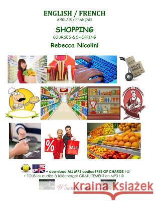 English / French: Shopping: Black & white version Nicolini, Rebecca 9781505641455 Createspace - książka