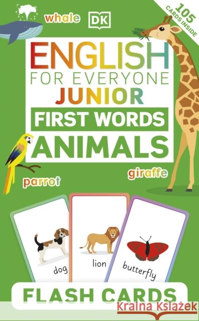 English for Everyone Junior First Words Animals Flash Cards DK 9780241603284 Dorling Kindersley Ltd - książka