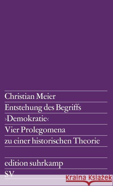 Entstehung des Begriffs Demokratie Meier, Christian 9783518103876 Suhrkamp - książka