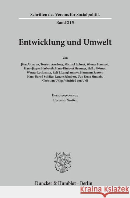 Entwicklung und Umwelt.  9783428073887 Duncker & Humblot - książka