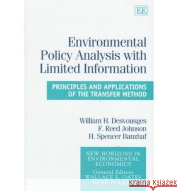 Environmental Policy Analysis with Limited Information: Principles and Applications of the Transfer Method  9781858986555 Edward Elgar Publishing Ltd - książka