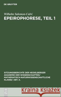 Epeirophorese, Teil 1 Wilhelm Salomon-Calvi 9783111190396 De Gruyter - książka