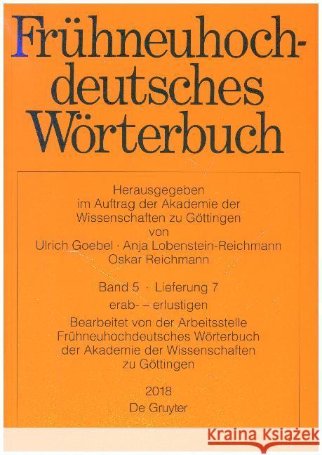 erab- - erscheinung Arbeitsstelle der Akademie der Wissenschaften zu Göttingen 9783110615753 De Gruyter (JL) - książka