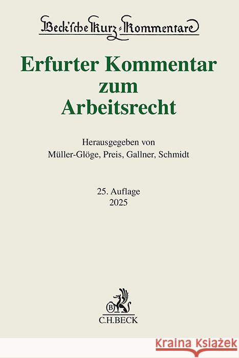 Erfurter Kommentar zum Arbeitsrecht  9783406820182 Beck Juristischer Verlag - książka