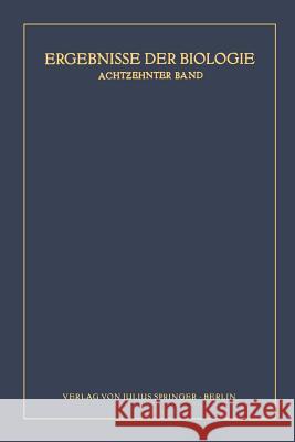 Ergebnisse Der Biologie: 18. Band Frisch, K. V. 9783642891953 Springer - książka