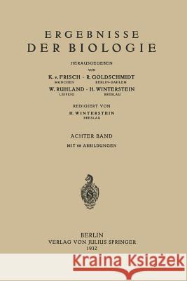 Ergebnisse Der Biologie: 8. Band Frisch, K. V. 9783642892042 Springer - książka