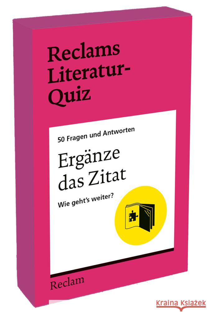 Ergänze das Zitat. Wie geht's weiter? 50 Fragen und Antworten für Büchermenschen Hahn, Andrea 4262461870042 Reclam, Ditzingen - książka