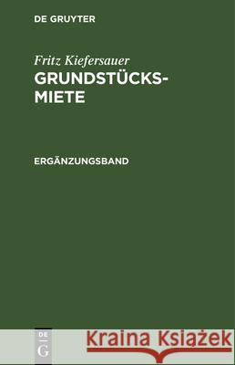 Ergänzungsband Fritz Kiefersauer 9783112351536 De Gruyter - książka