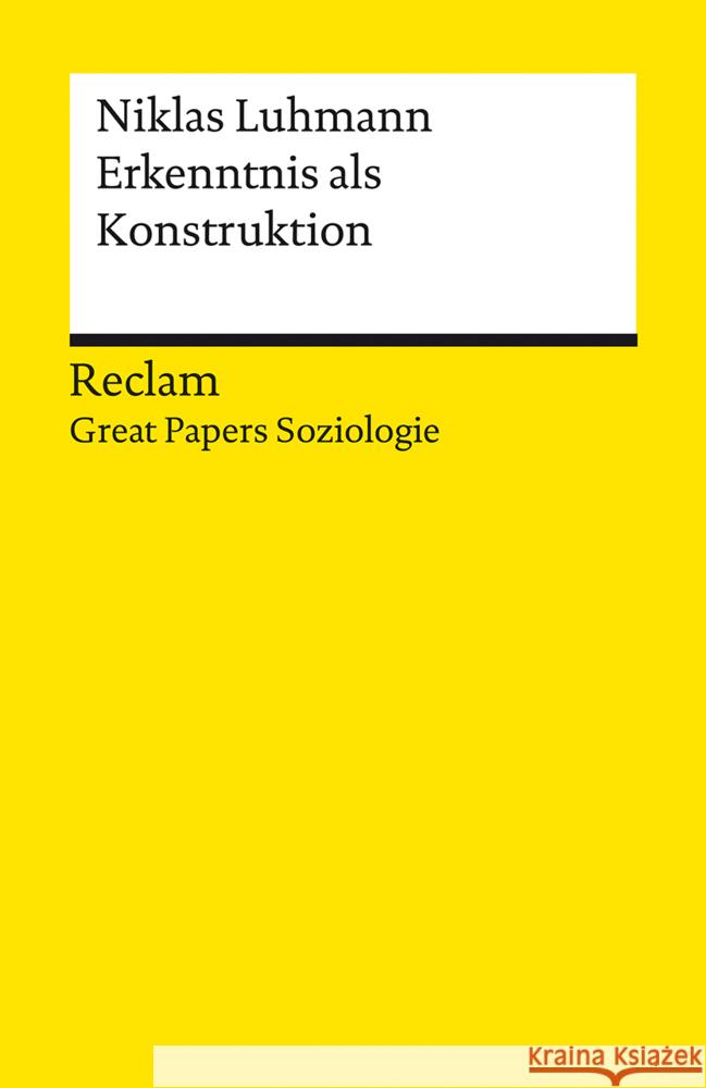 Erkenntnis als Konstruktion Luhmann, Niklas 9783150143346 Reclam, Ditzingen - książka