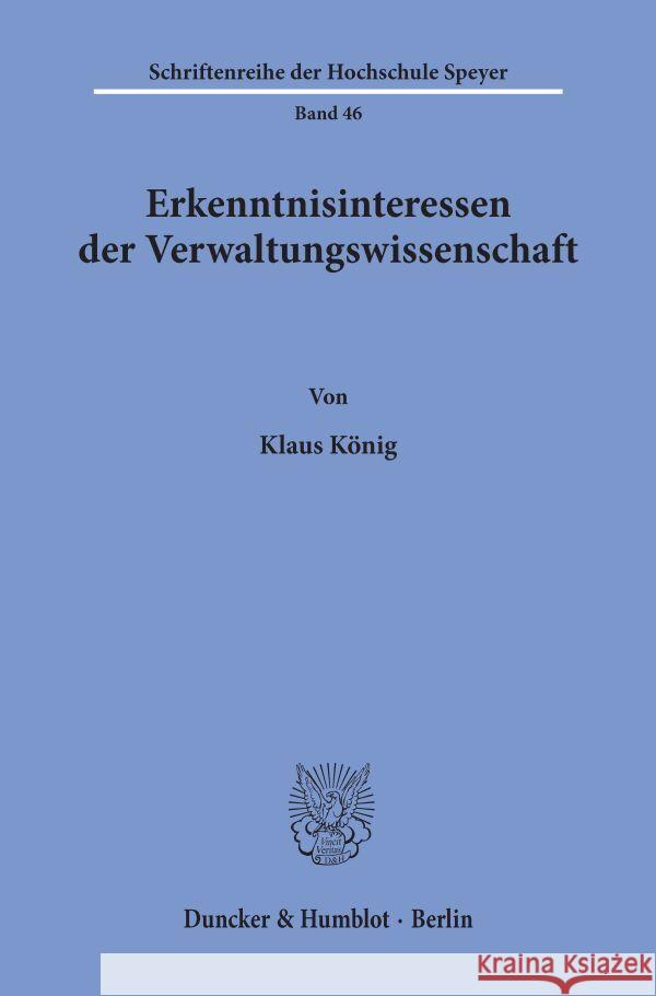 Erkenntnisinteressen Der Verwaltungswissenschaft Klaus Konig 9783428023219 Duncker & Humblot - książka